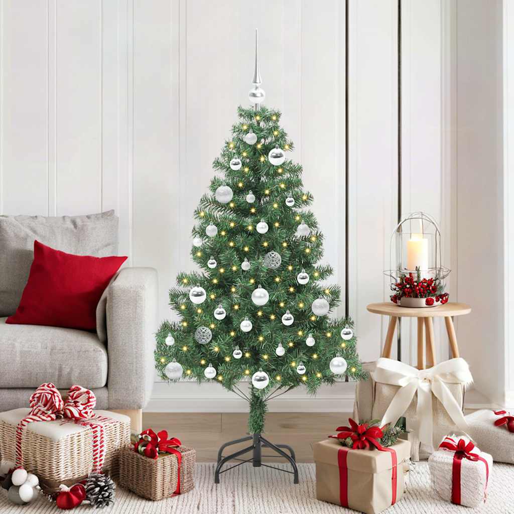 Juletræ med 150 LED'er med stativ Grøn 150 cm PVC
