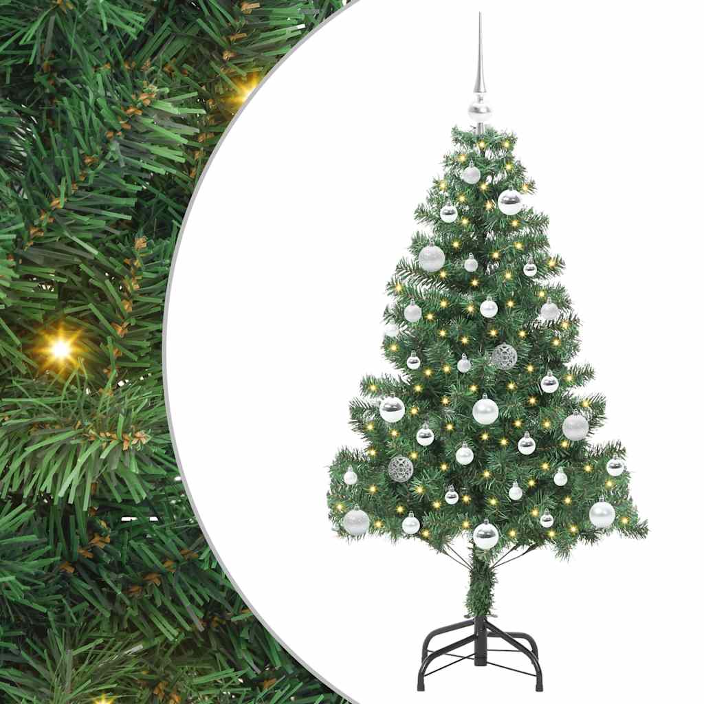 Juletræ med 150 LED'er med stativ Grøn 150 cm PVC