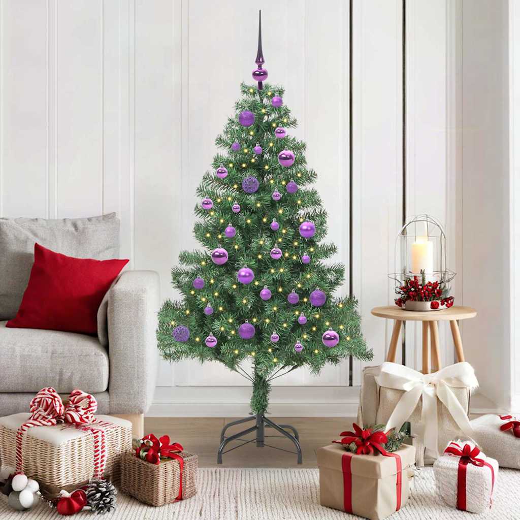 Juletræ med 150 LED'er med stativ Grøn 150 cm PVC