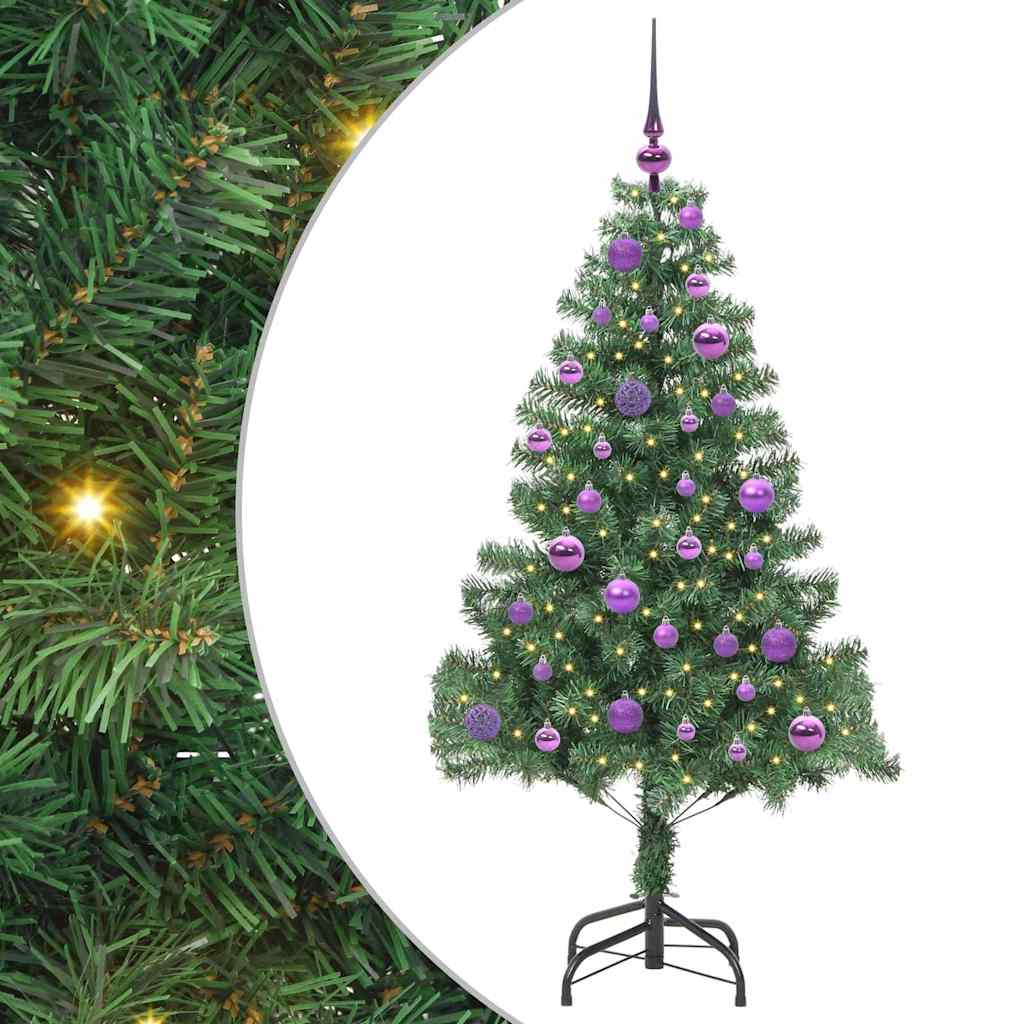 Juletræ med 150 LED'er med stativ Grøn 150 cm PVC