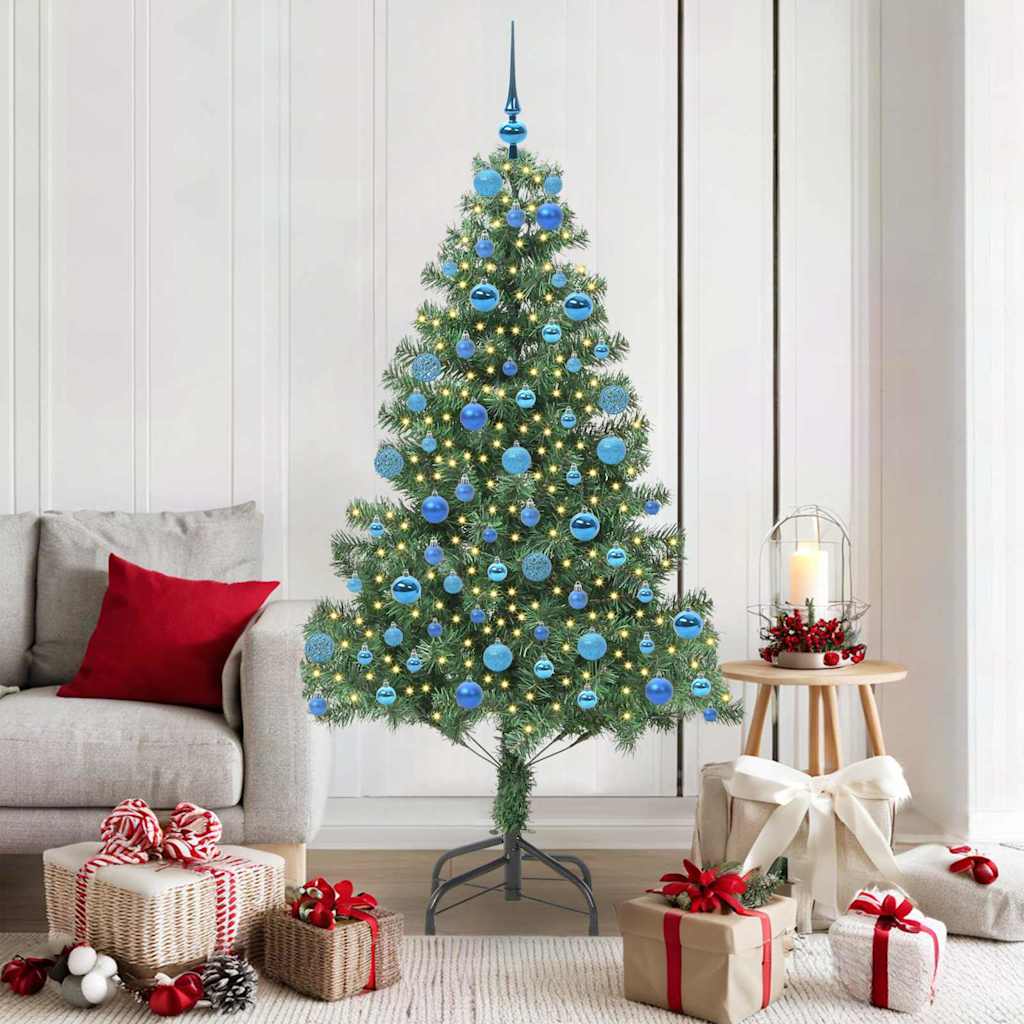 Juletræ med 300 LED'er med stativ Grøn 180 cm PVC