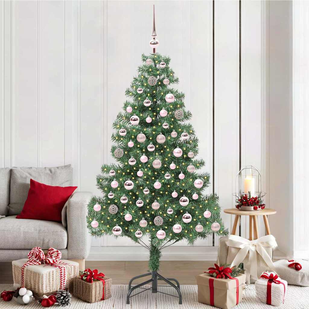 Juletræ med 300 LED'er med stativ Grøn 210 cm PVC