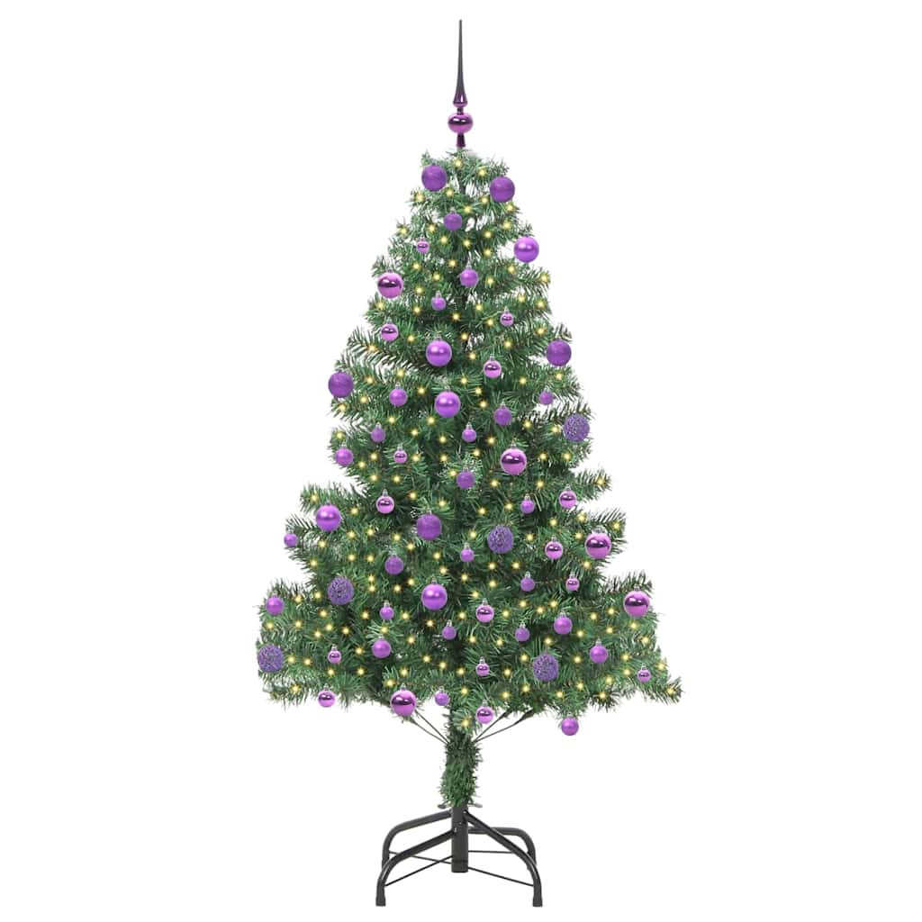 Juletræ med 300 LED'er med stativ Grøn 210 cm PVC