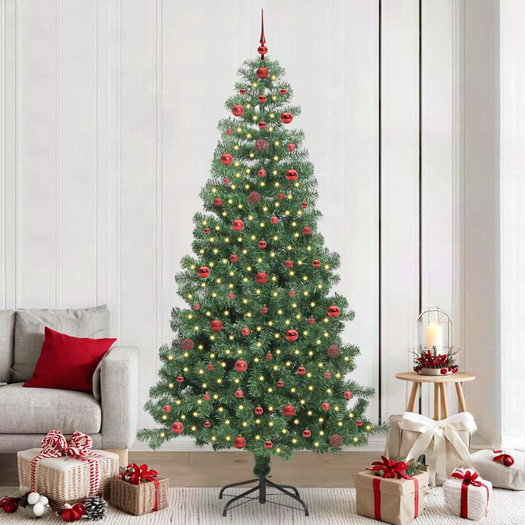 Juletræ med 300 LED'er med stativ Grøn 240 cm PVC