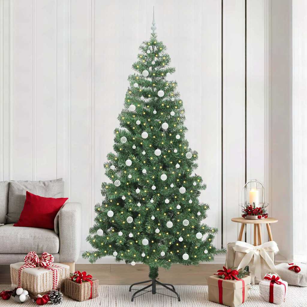 Juletræ med 300 LED'er med stativ Grøn 240 cm PVC