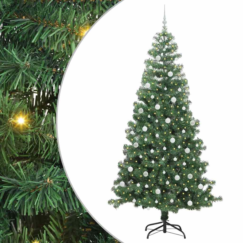 Juletræ med 300 LED'er med stativ Grøn 240 cm PVC