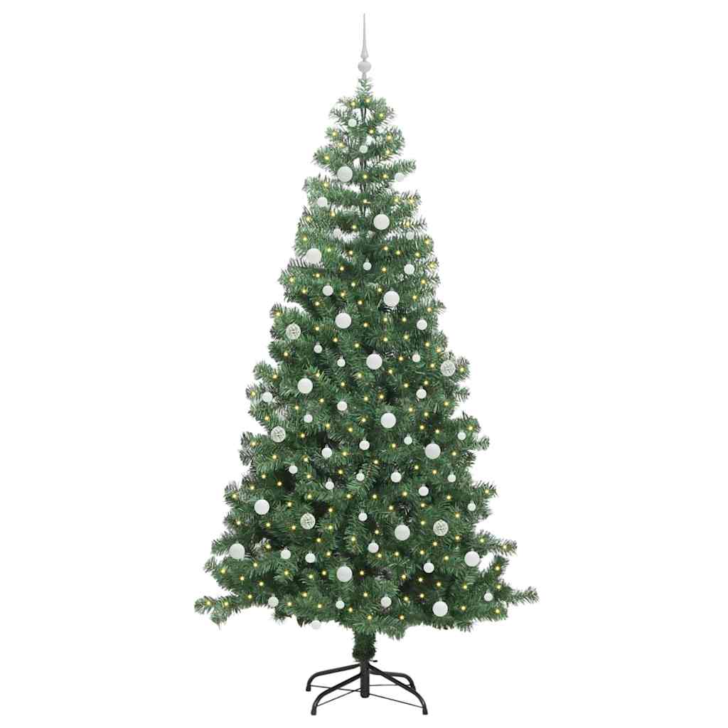 Juletræ med 300 LED'er med stativ Grøn 240 cm PVC