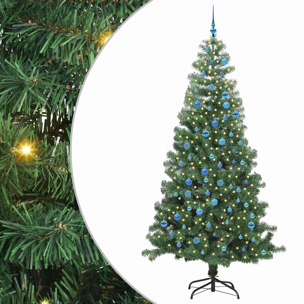 Juletræ med 300 LED'er med stativ Grøn 240 cm PVC