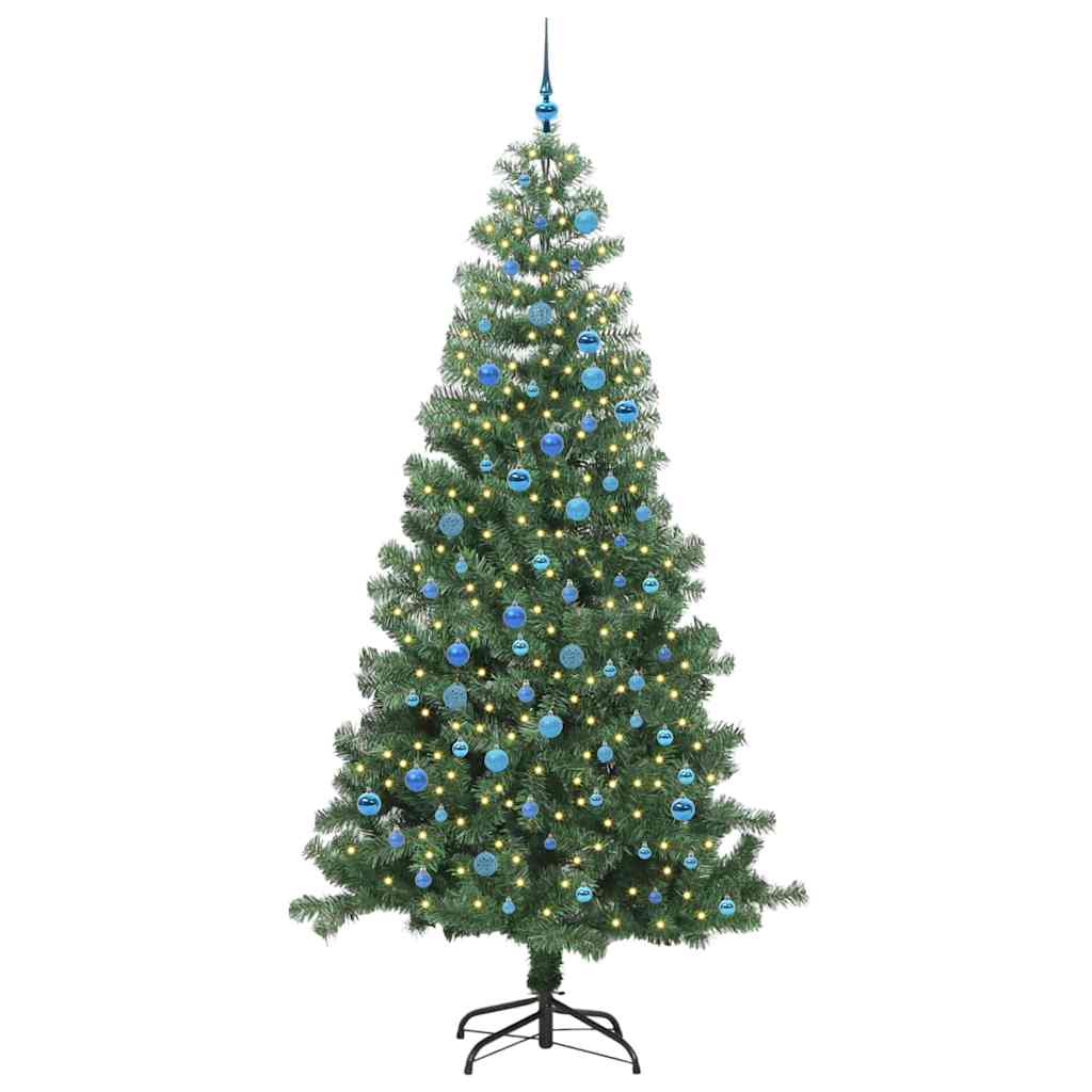 Juletræ med 300 LED'er med stativ Grøn 240 cm PVC