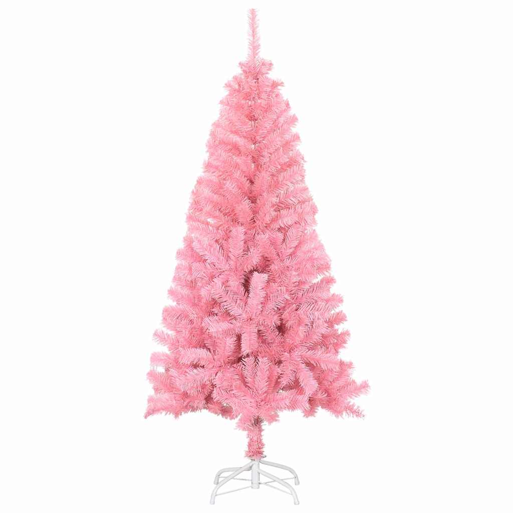 Juletræ med 150 LED'er med stativ Lyserød 120 cm PVC