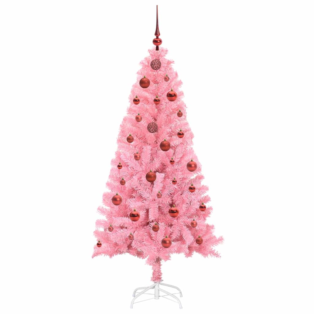 Juletræ med 150 LED'er med stativ Lyserød 150 cm PVC