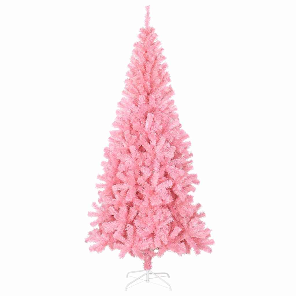 Juletræ med 300 LED'er med stativ Lyserød 210 cm PVC