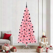 Juletræ med 300 LED'er med stativ Lyserød 210 cm PVC
