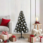 Juletræ med 150 LED'er med stativ Sort 120 cm PVC