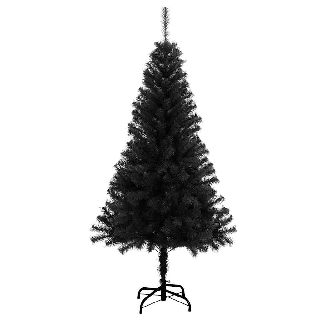 Juletræ med 150 LED'er med stativ Sort 120 cm PVC