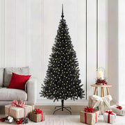 Juletræ med 300 LED'er med stativ Sort 180 cm PVC