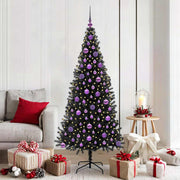 Juletræ med 300 LED'er med stativ Sort 180 cm PVC