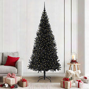 Juletræ med 300 LED'er med stativ Sort 210 cm PVC