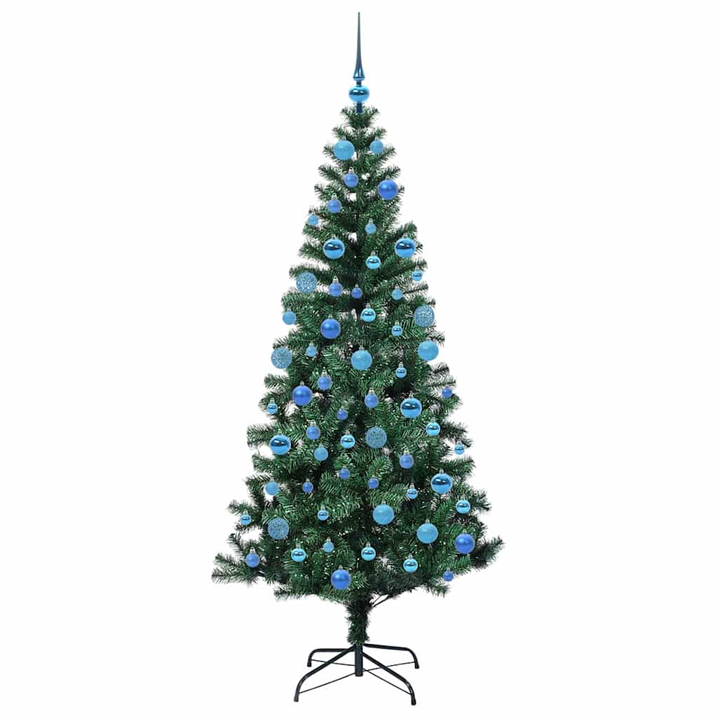 Kunstig Forbelyst Juletræ med stativ Grøn 180 cm PVC og metal