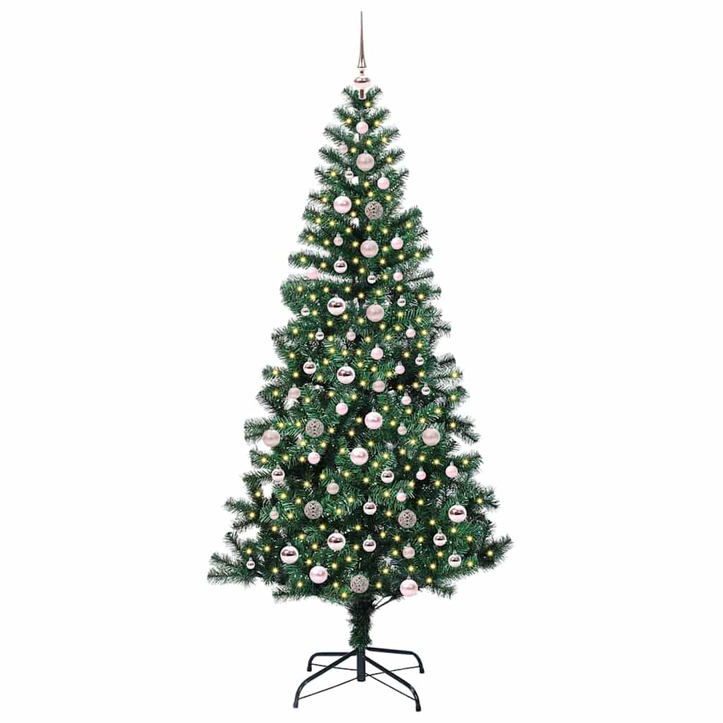Kunstig Forbelyst Juletræ med stativ Grøn 240 cm PVC og metal