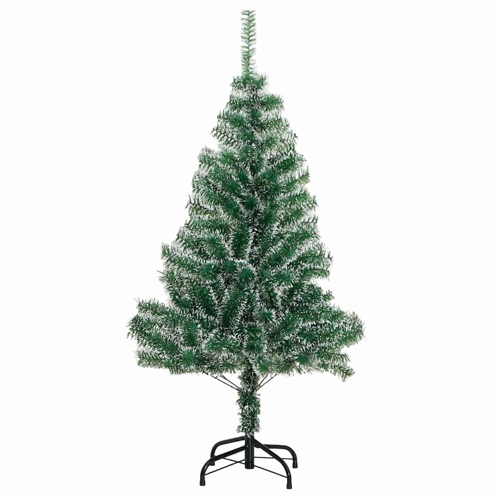Kunstigt Juletræ Snebelagt med LED Lys Grøn og Hvid 120 cm