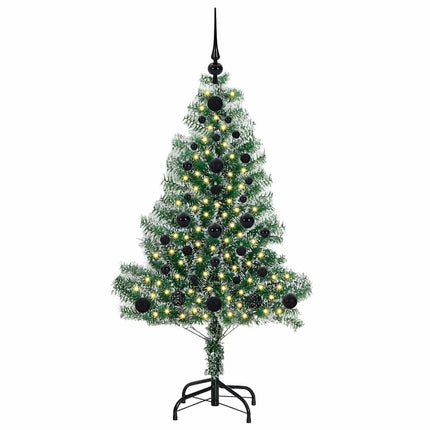Kunstigt Juletræ Snebelagt med LED Lys Grøn og Hvid 120 cm