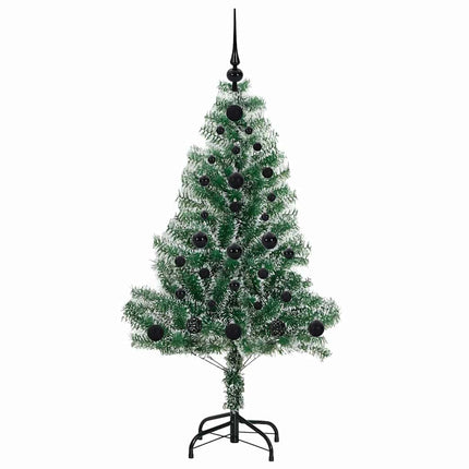 Kunstigt Juletræ Snebelagt med LED Lys Grøn og Hvid 120 cm