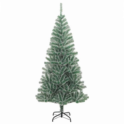Kunstigt Juletræ Snebelagt med LED Lys Grøn og Hvid 180 cm