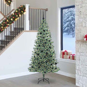 Kunstigt Juletræ Snebelagt med LED Lys Grøn og Hvid 240 cm