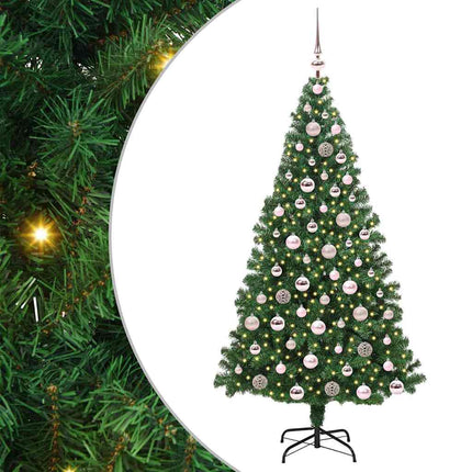 Kunstigt juletræ med stativ Grøn 180 cm PVC og Stål og Plastik