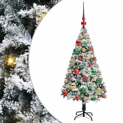 Kunstigt juletræ med stativ Hvid 120 cm PVC og Stål og Plastik