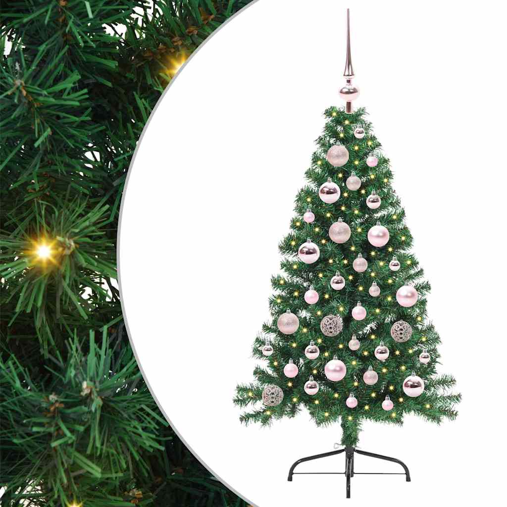 Kunstig Forbelyst Juletræ med 150 LED'er Grøn 120 cm PVC