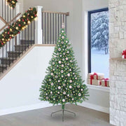 Kunstig Forbelyst Juletræ med 300 LED'er Grøn 240 cm PVC