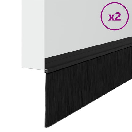 Selvklæbende dørbørstetætninger 2 pcs Sort 100 cm