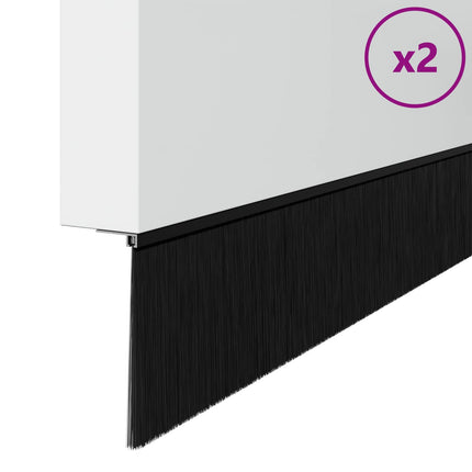 Selvklæbende dørbørstetætninger 2 pcs Sort 100 cm