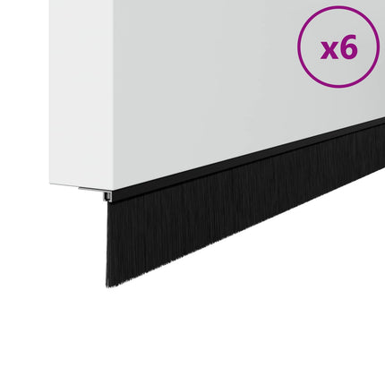 Selvklæbende dørbørstetætninger 6 pcs Sort 100 cm