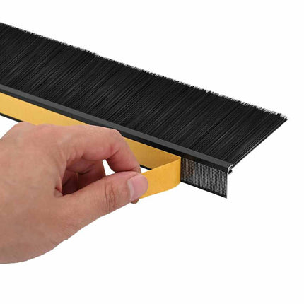 Selvklæbende dørbørstetætninger 12 pcs Sort 100 cm