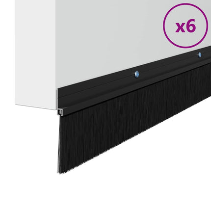 Skruemonterede dørbørste tætninger 6 pcs Sort 100 cm