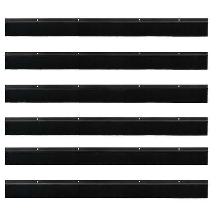 Skruemonterede dørbørste tætninger 6 pcs Sort 100 cm