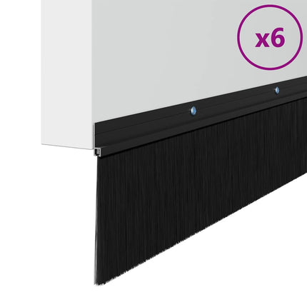 Skruemonterede dørbørste tætninger 6 pcs Sort 100 cm