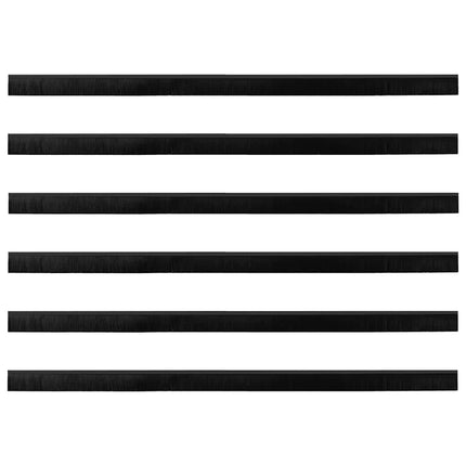 Skruemonterede dørbørste tætninger 6 pcs Sort 100 cm