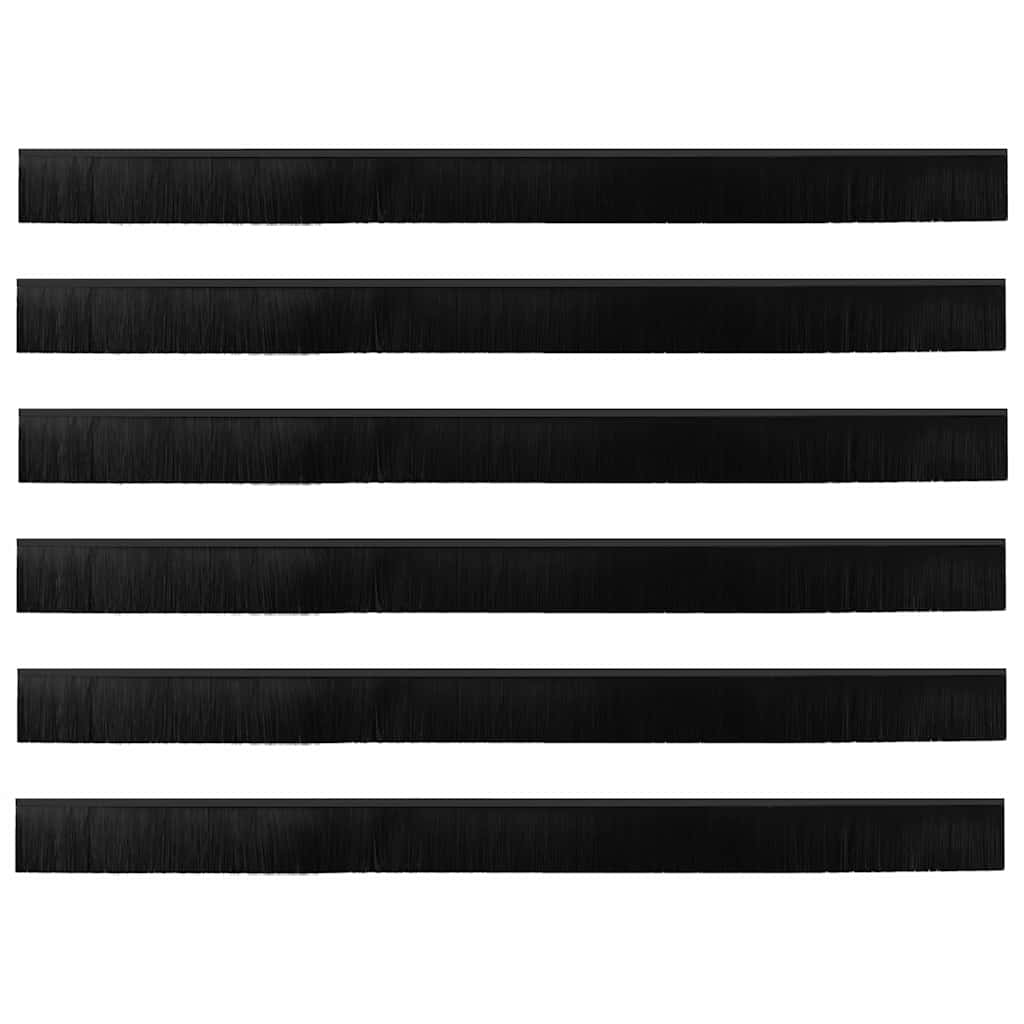 Skruemonterede dørbørste tætninger 6 pcs Sort 100 cm