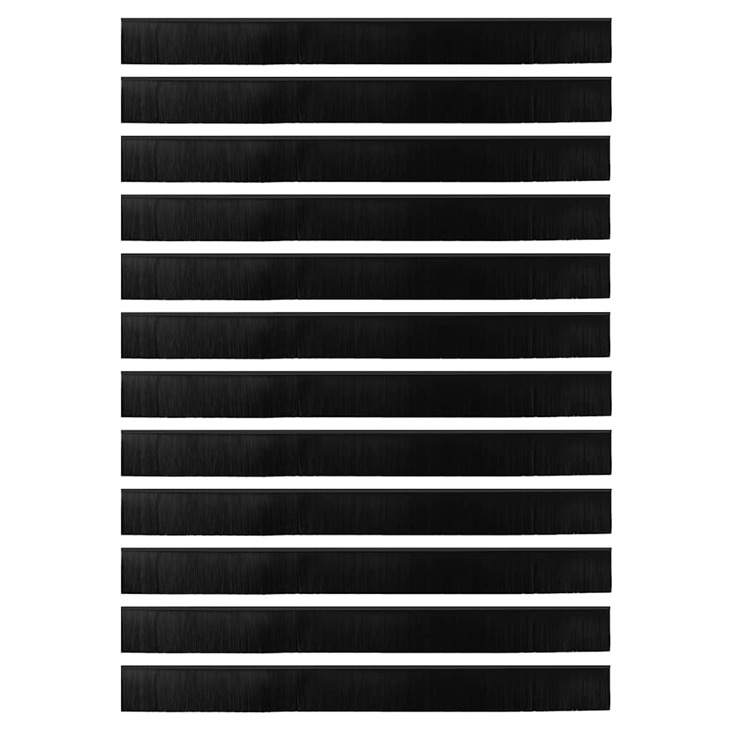 Skruemonterede dørbørste tætninger 12 pcs Sort 100 cm