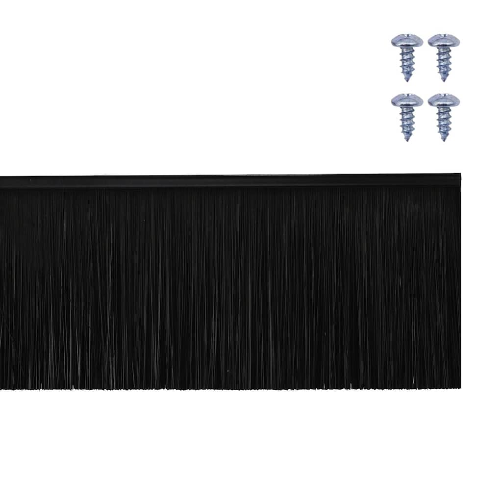 Skruemonterede dørbørste tætninger 12 pcs Sort 100 cm
