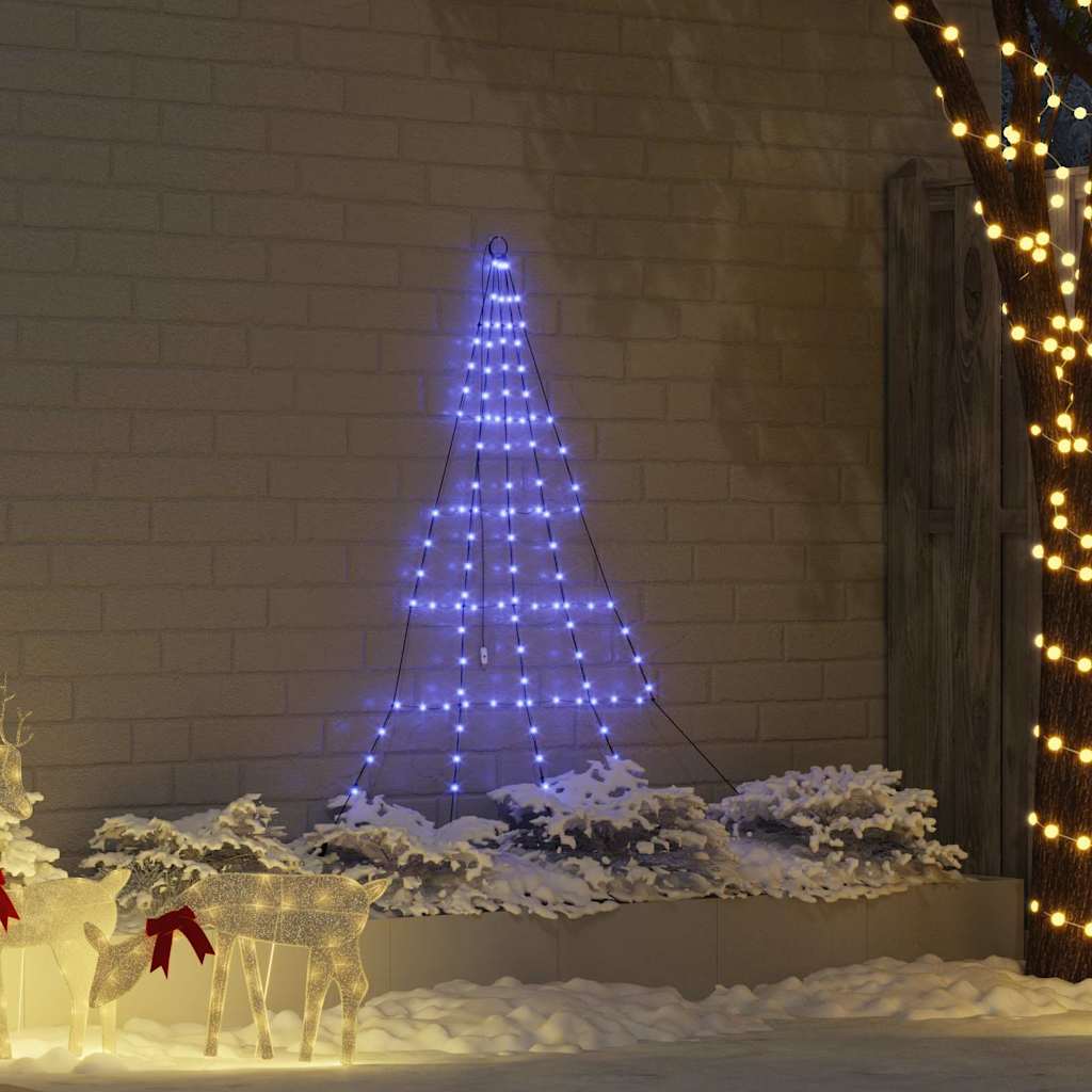 LED Juletræ med jordsøjler med 112 LED'er Blå 182 cm Metal