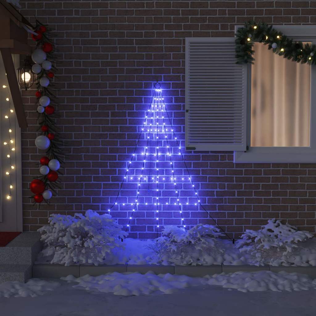 LED Juletræ med jordsøjler med 112 LED'er Blå 182 cm Metal
