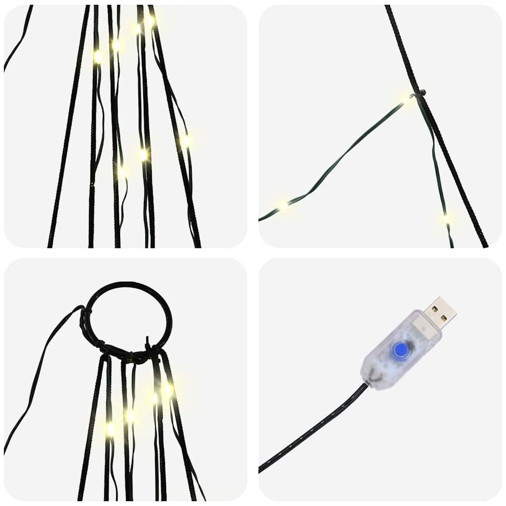 LED Juletræ med jordsøjler med jordspyd Varm hvid 306 cm Metal