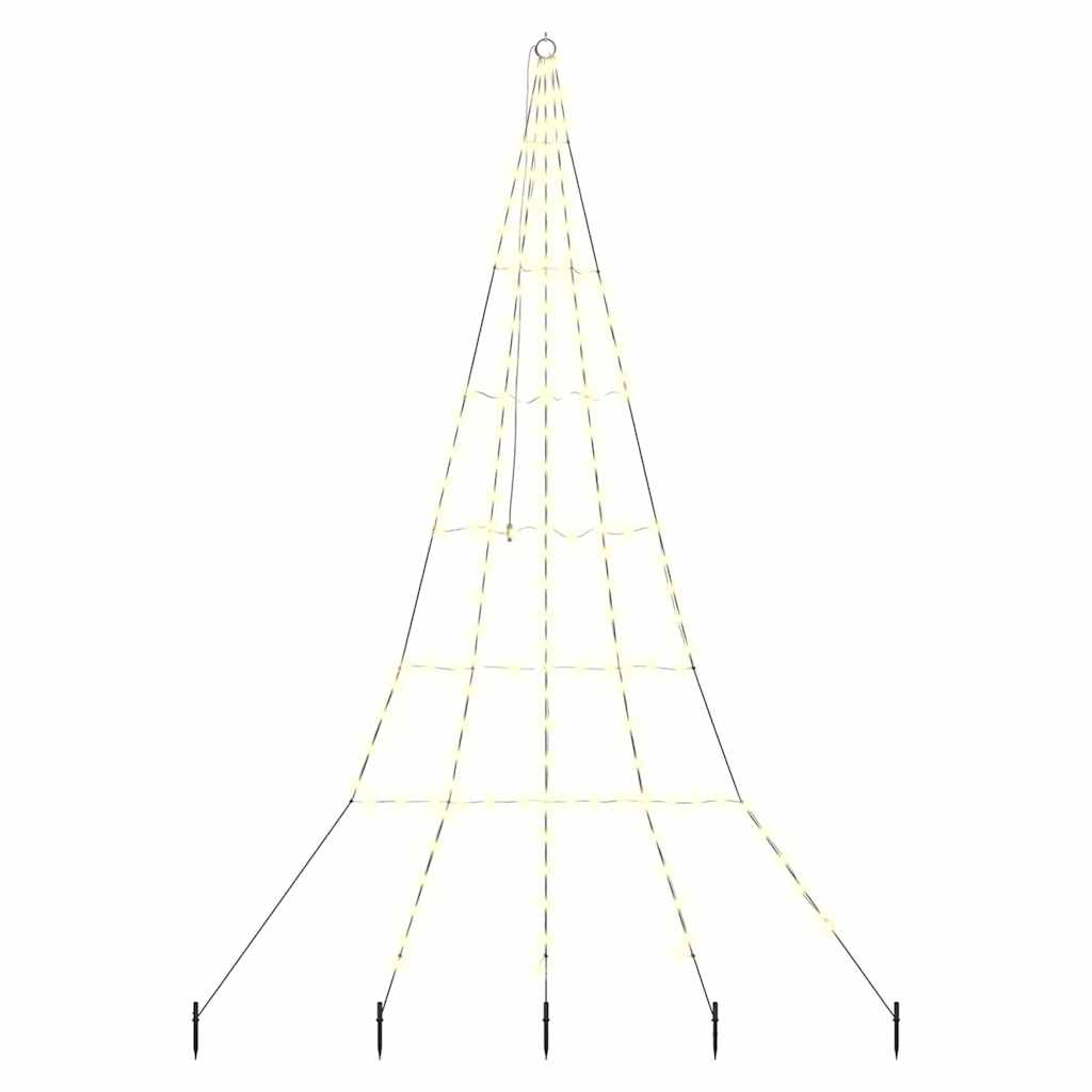 LED Juletræ med jordsøjler med jordspyd Varm hvid 306 cm Metal