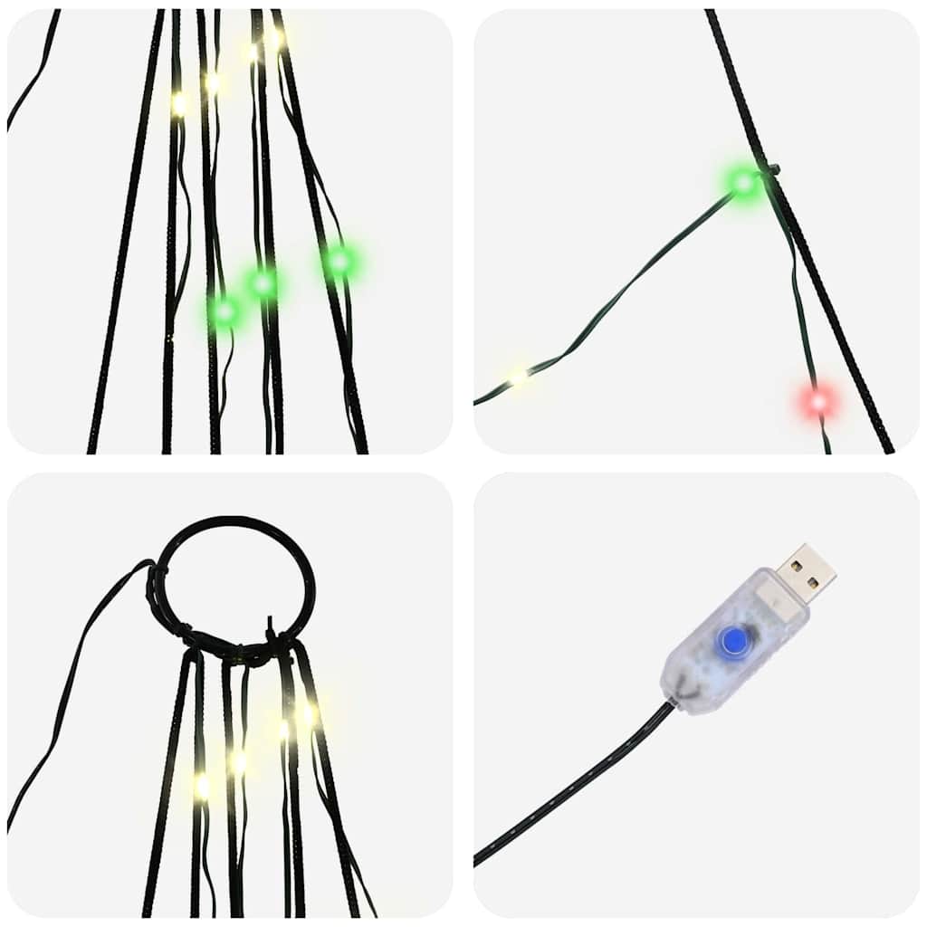 LED Juletræ med jordsøjler med jordspyd Flerfarvet 306 cm Metal