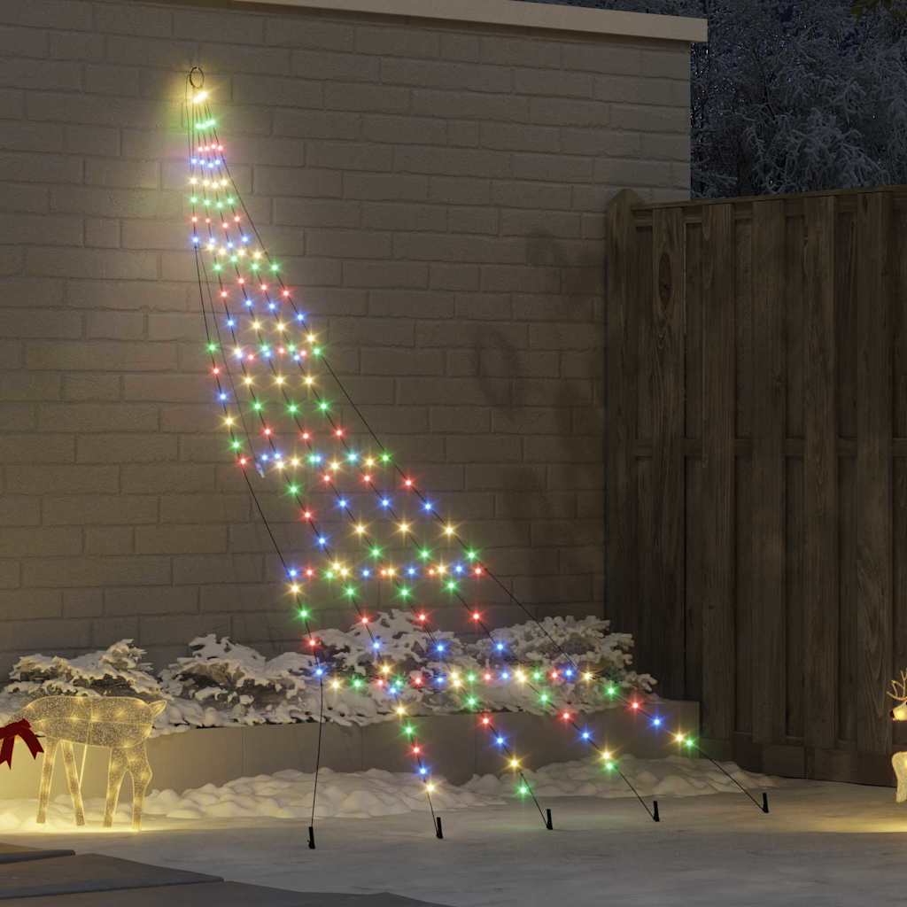 LED Juletræ med jordsøjler med jordspyd Flerfarvet 306 cm Metal